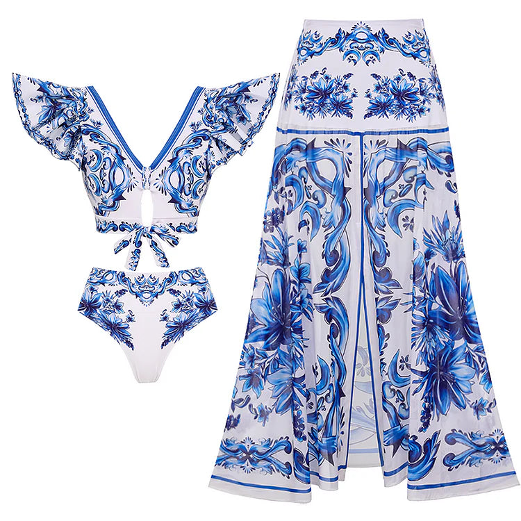 Majolica Print Bikini with Skirt or Pants