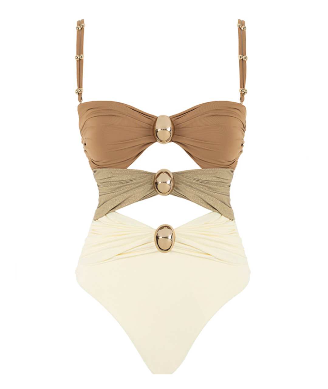 Ruched One-Piece Swimsuit with Cutout Detail & Straps