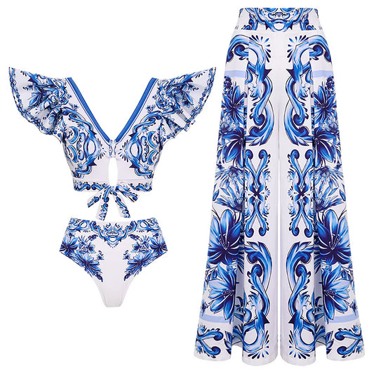 Majolica Print Bikini with Skirt or Pants