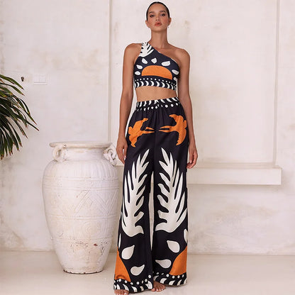 One-Shoulder High-Waist Bikini with Skirt or Pants