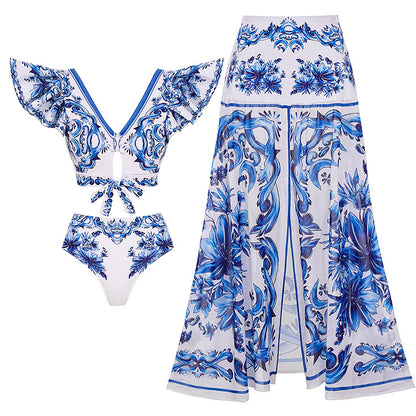 Majolica Print Bikini with Skirt or Pants