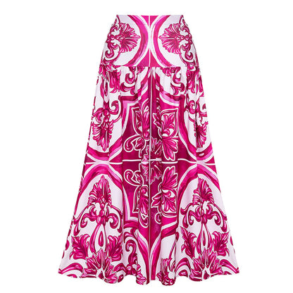 Long-Sleeve Majolica Print Swimsuit with Skirt or Shorts