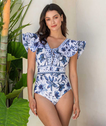 Quick-Dry One-Piece Swimsuit with Matching Skirt