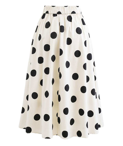 Polka Dot One-Piece Swimsuit with Bow & Skirt